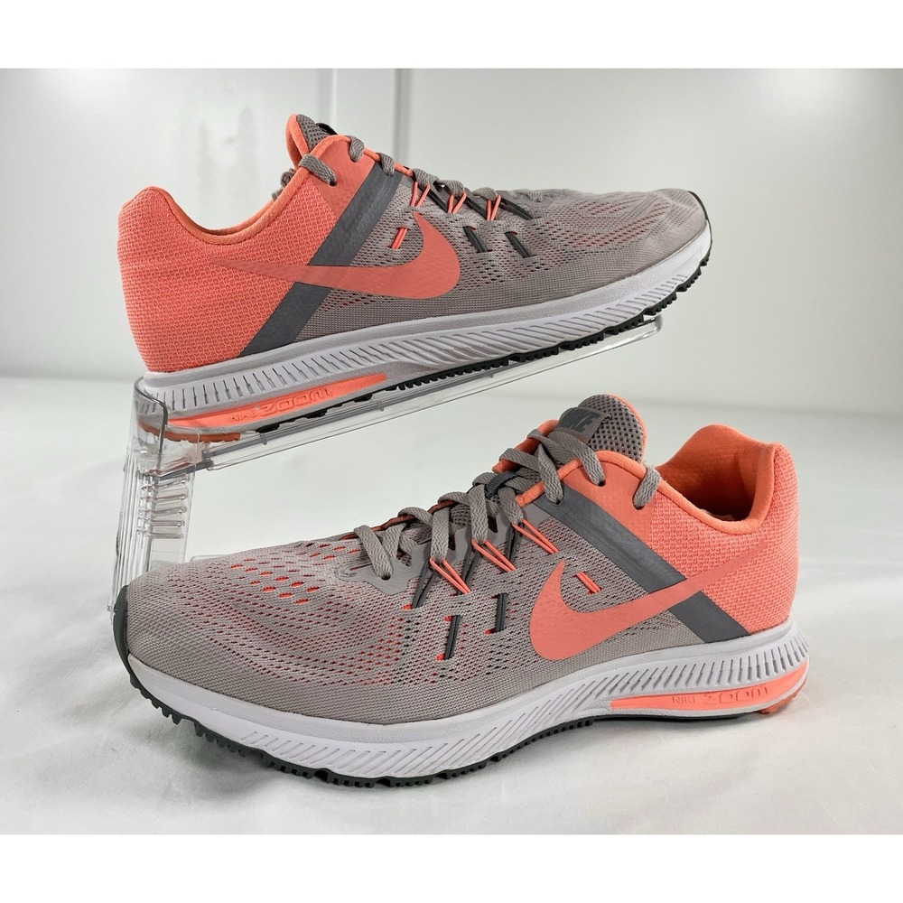 Nike Zoom Winflo‎ 2 Women 11 Running Shoes Peach Lava Grey Sneaker 807279-502